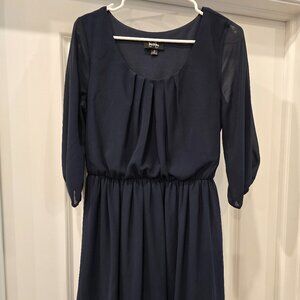 Blue By&By Knee Length 3/4 Sleeve Dress (Medium)